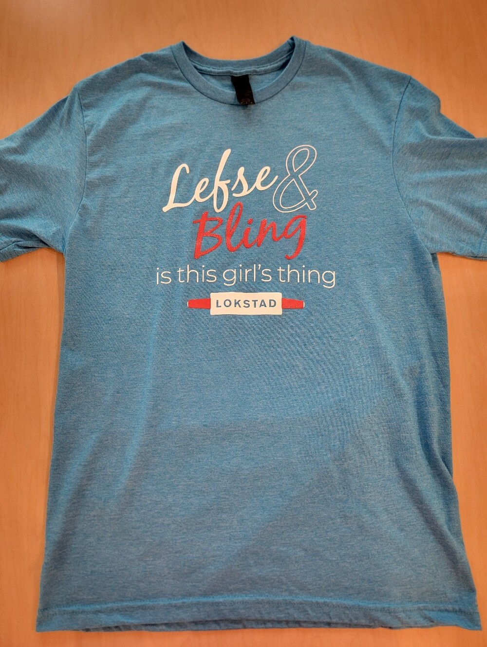 Gildan Blue 'Lefse & Bling' Graphic Tee Medium